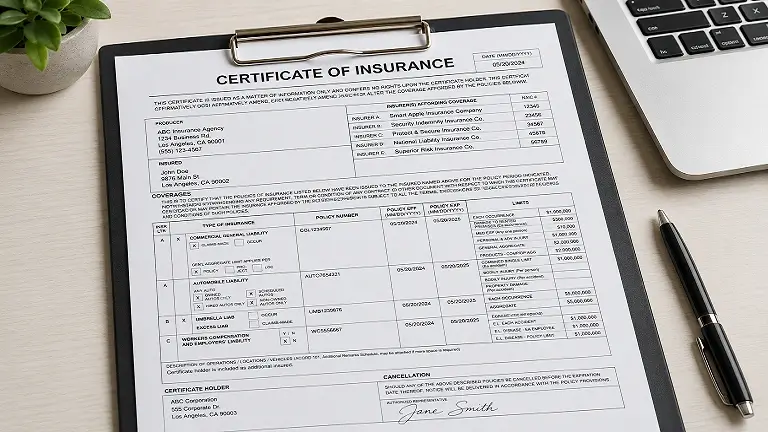 Certificate of Insurance